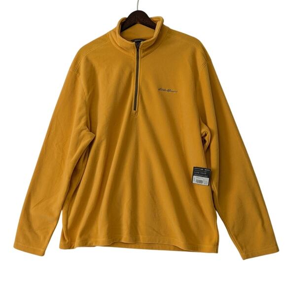 Eddie Bauer Mens Fast Fleece 100 1/4-Zip Pullover Sweater Size XL Marigold‎ New - Picture 1 of 10